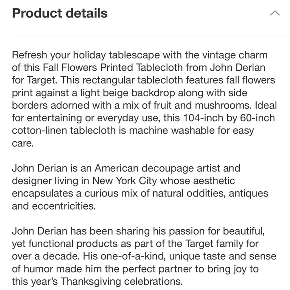 John Derian Thanksgiving table cloth - Picture 3 of 11